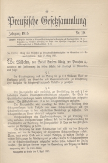 Preußische Gesetzsammlung. 1915, Nr. 19 (7 April)