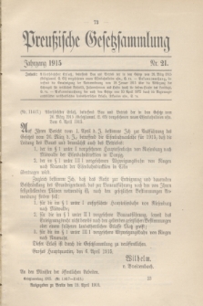 Preußische Gesetzsammlung. 1915, Nr. 21 (15 April)