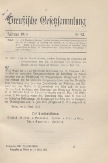Preußische Gesetzsammlung. 1915, Nr. 23 (21 April)