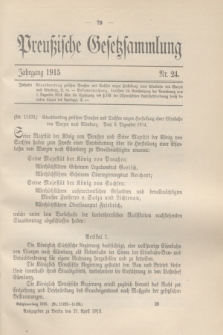 Preußische Gesetzsammlung. 1915, Nr. 24 (21 April)