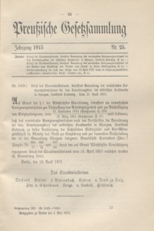 Preußische Gesetzsammlung. 1915, Nr. 25 (4 Mai)