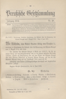 Preußische Gesetzsammlung. 1915, Nr. 28 (9 Juni)