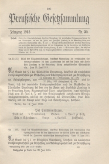 Preußische Gesetzsammlung. 1915, Nr. 30 (29 Juni)