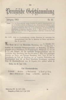 Preußische Gesetzsammlung. 1915, Nr. 31 (6 Juli)