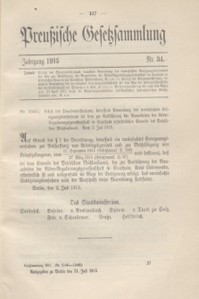 Preußische Gesetzsammlung. 1915, Nr. 34 (21 Juli)