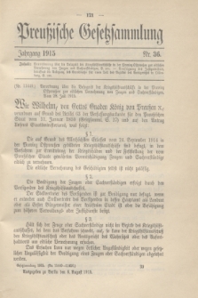 Preußische Gesetzsammlung. 1915, Nr. 36 (6 August)