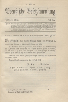 Preußische Gesetzsammlung. 1915, Nr. 37 (23 August)