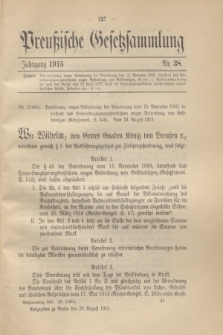 Preußische Gesetzsammlung. 1915, Nr. 38 (28 August)