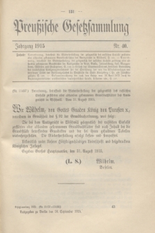 Preußische Gesetzsammlung. 1915, Nr. 40 (10 September)