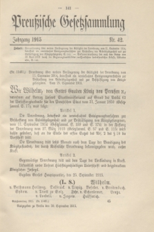 Preußische Gesetzsammlung. 1915, Nr. 42 (30 September)