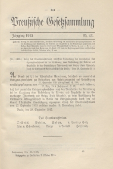 Preußische Gesetzsammlung. 1915, Nr. 43 (7 Oktober)