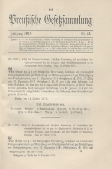 Preußische Gesetzsammlung. 1915, Nr. 45 (3 November)