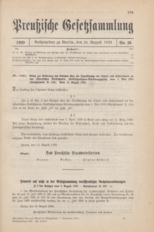 Preußische Gesetzsammlung. 1929, Nr. 26 (24 August)