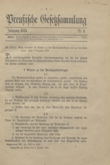 Preußische Gesetzsammlung. 1921, Nr. 1 (8 Januar)