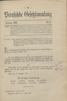 Preußische Gesetzsammlung. 1921, Nr. 3 (14 Januar)