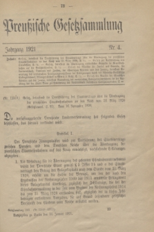 Preußische Gesetzsammlung. 1921, Nr. 4 (14 Januar)