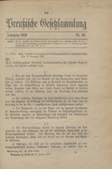 Preußische Gesetzsammlung. 1921, Nr. 10 (31 Januar)