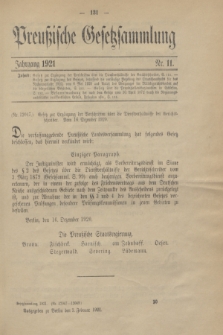 Preußische Gesetzsammlung. 1921, Nr. 11 (3 Februar)