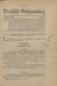 Preußische Gesetzsammlung. 1921, Nr. 12 (5 Februar)