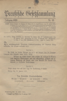 Preußische Gesetzsammlung. 1921, Nr. 13 (9 Februar)