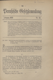 Preußische Gesetzsammlung. 1921, Nr. 21 (2 März)