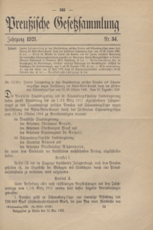 Preußische Gesetzsammlung. 1921, Nr. 34 (12 Mai)