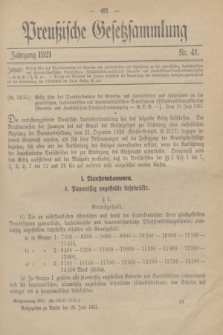 Preußische Gesetzsammlung. 1921, Nr. 41 (28 Juni)
