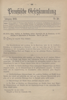 Preußische Gesetzsammlung. 1921, Nr. 50 (8 September)