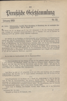 Preußische Gesetzsammlung. 1921, Nr. 52 (28 September)