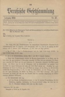Preußische Gesetzsammlung. 1921, Nr. 57 (13 Dezember)