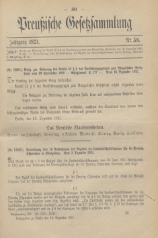 Preußische Gesetzsammlung. 1921, Nr. 58 (19 Dezember)