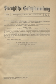 Preußische Gesetzsammlung. 1930, Nr. 2 (7 Januar)