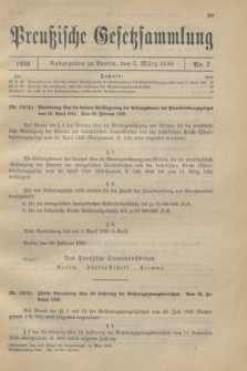 Preußische Gesetzsammlung. 1930, Nr. 7 (5 März)