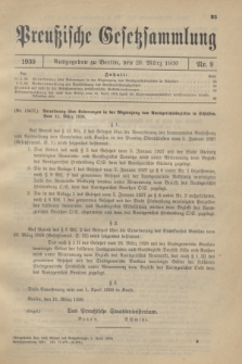 Preußische Gesetzsammlung. 1930, Nr. 9 (20 März)
