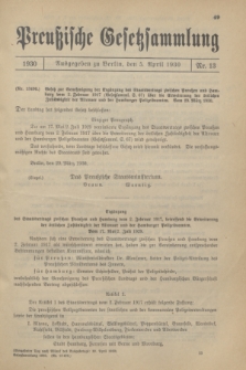 Preußische Gesetzsammlung. 1930, Nr. 13 (5 April)