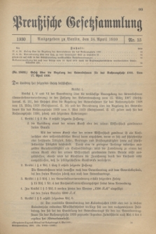 Preußische Gesetzsammlung. 1930, Nr. 15 (24 April)