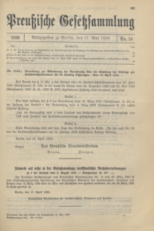Preußische Gesetzsammlung. 1930, Nr. 16 (17 Mai)