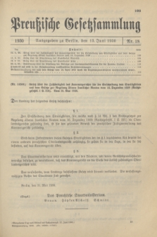 Preußische Gesetzsammlung. 1930, Nr. 18 (13 Juni)