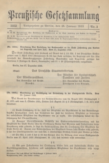 Preußische Gesetzsammlung. 1933, Nr. 3 (26 Januar)
