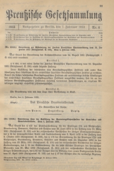Preußische Gesetzsammlung. 1933, Nr. 6 (7 Februar)