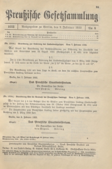 Preußische Gesetzsammlung. 1933, Nr. 8 (9 Februar)