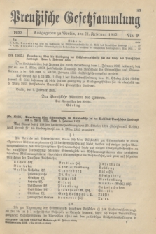 Preußische Gesetzsammlung. 1933, Nr. 9 (11 Februar)