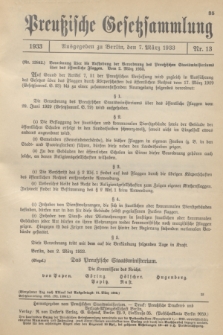 Preußische Gesetzsammlung. 1933, Nr. 13 (7 März)