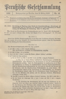 Preußische Gesetzsammlung. 1933, Nr. 16 (18 März)