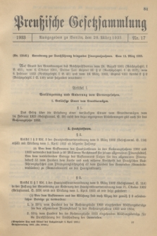 Preußische Gesetzsammlung. 1933, Nr. 17 (20 März)