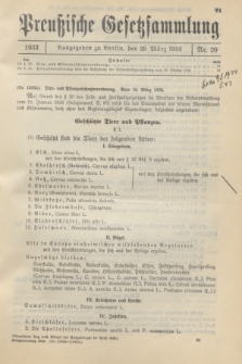 Preußische Gesetzsammlung. 1933, Nr. 20 (29 März)
