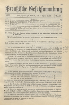 Preußische Gesetzsammlung. 1933, Nr. 24 (7 April)