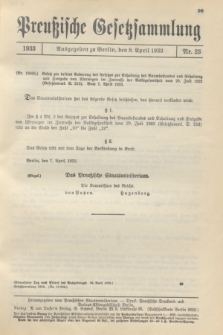 Preußische Gesetzsammlung. 1933, Nr. 25 (8 April)