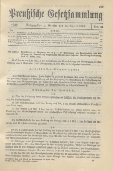 Preußische Gesetzsammlung. 1933, Nr. 26 (15 April)