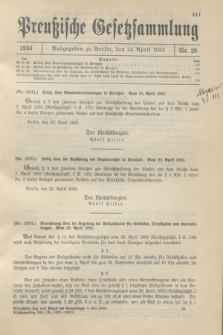 Preußische Gesetzsammlung. 1933, Nr. 28 (24 April)